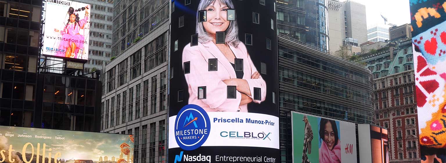 CelBlox LLC Owner Priscella Muñoz-Prior Featured on Nasdaq Building