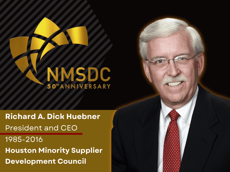 Picture of Dick Huebner and 50th Anniversary logo