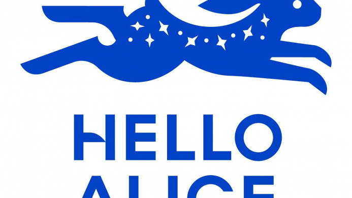 Imagen del logotipo de Hello Alice, un conejo azul sobre el texto Hello Alice.