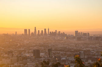 Photos of Haze Los Angeles Skyline at Sunset.